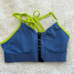 Nike zip front strappy sports bra